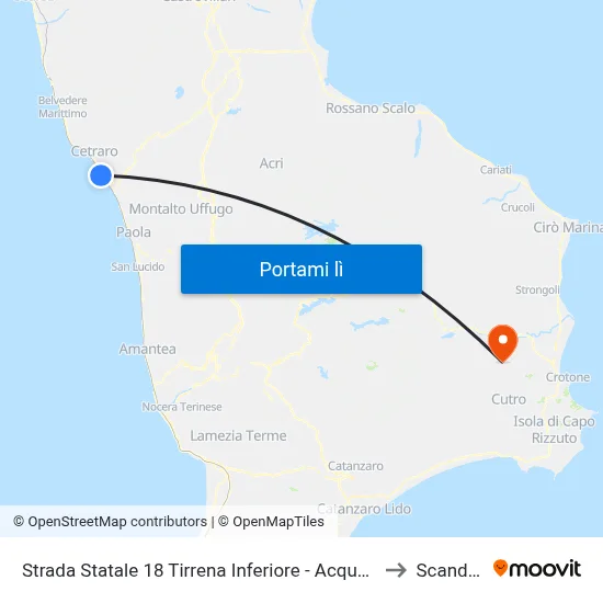 Strada Statale 18 Tirrena Inferiore - Acquappesa to Scandale map
