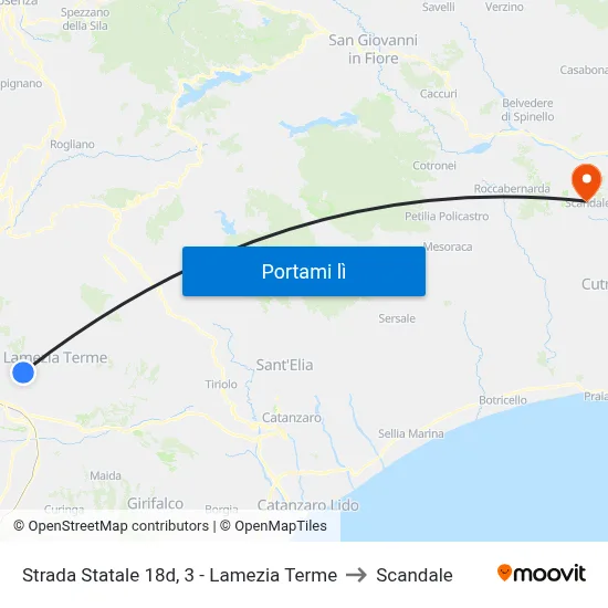 Strada Statale 18d, 3 - Lamezia Terme to Scandale map