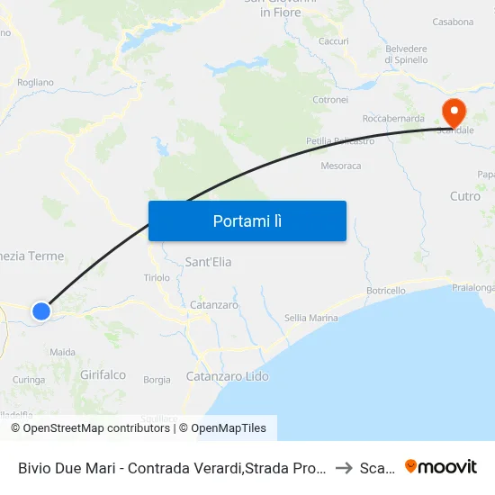 Bivio Due Mari - Contrada Verardi,Strada Provinciale 170/1 - Lamezia Terme to Scandale map