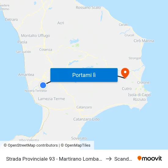 Strada Provinciale 93 - Martirano Lombardo to Scandale map