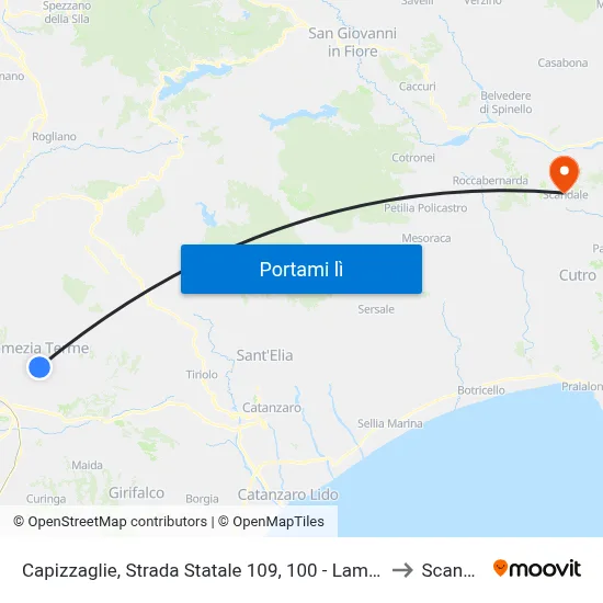 Capizzaglie, Strada Statale 109, 100 - Lamezia Terme to Scandale map