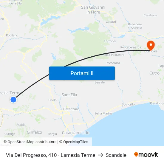 Via Del Progresso, 410 - Lamezia Terme to Scandale map