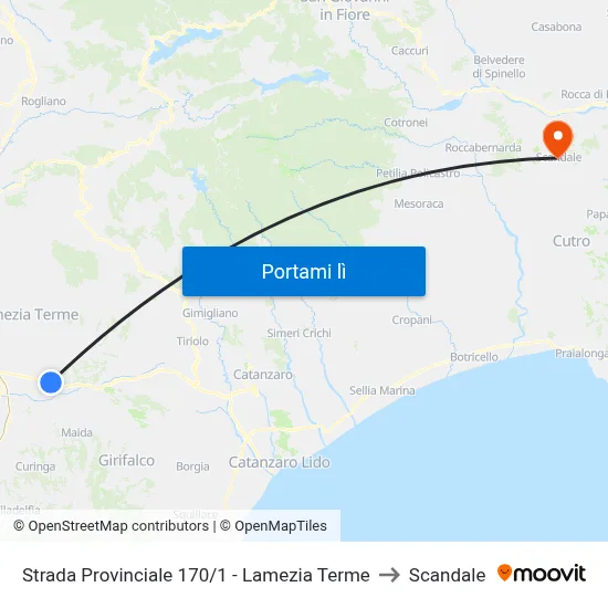 Strada Provinciale 170/1 - Lamezia Terme to Scandale map