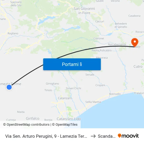 Via Sen. Arturo Perugini, 9 - Lamezia Terme to Scandale map
