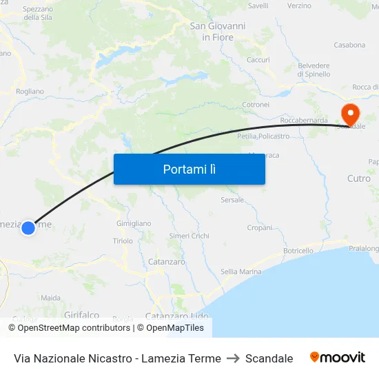 Via Nazionale Nicastro - Lamezia Terme to Scandale map
