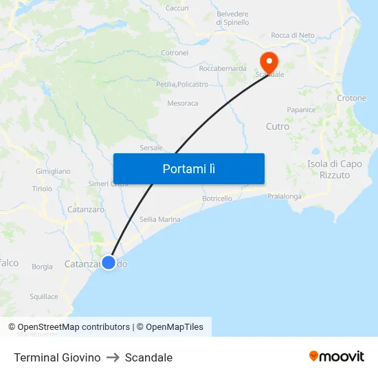 Terminal Giovino to Scandale map