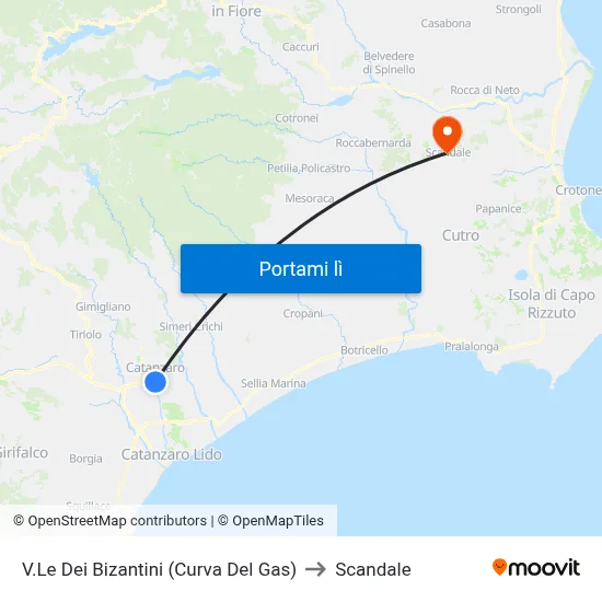 V.Le Dei Bizantini (Curva Del Gas) to Scandale map