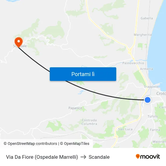 Via Da Fiore (Ospedale Marrelli) to Scandale map
