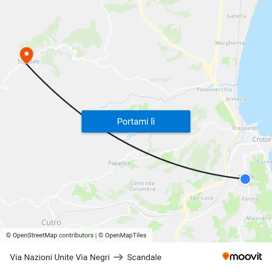 Via Nazioni Unite Via Negri to Scandale map