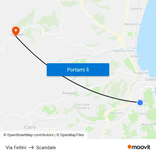 Via Fellini to Scandale map