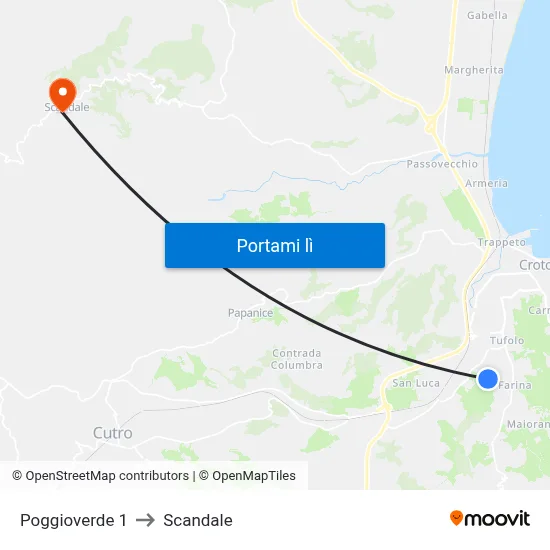Poggioverde 1 to Scandale map