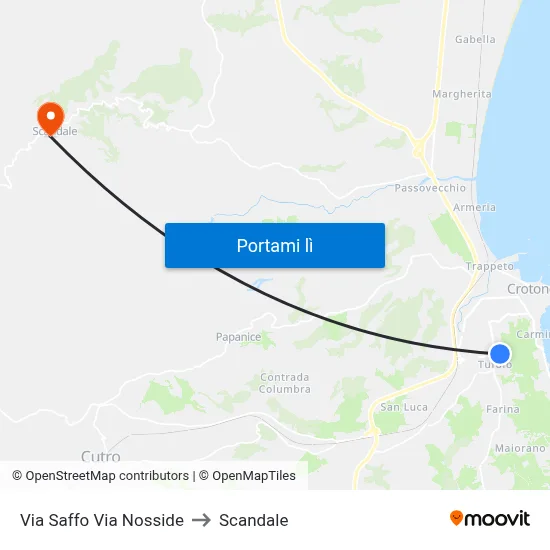Via Saffo Via Nosside to Scandale map