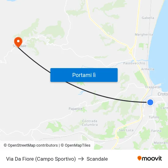 Via Da Fiore (Campo Sportivo) to Scandale map