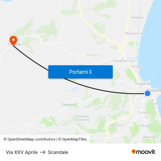 Via XXV Aprile to Scandale map