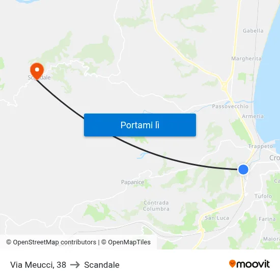 Via Meucci, 38 to Scandale map