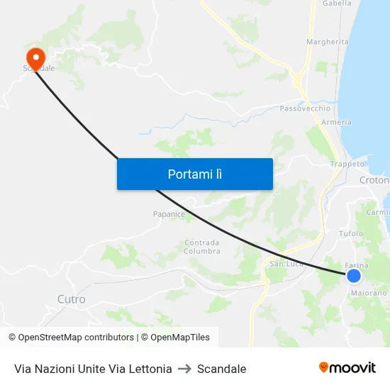 Via Nazioni Unite Via Lettonia to Scandale map