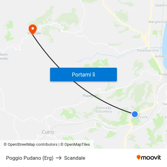 Poggio Pudano (Erg) to Scandale map
