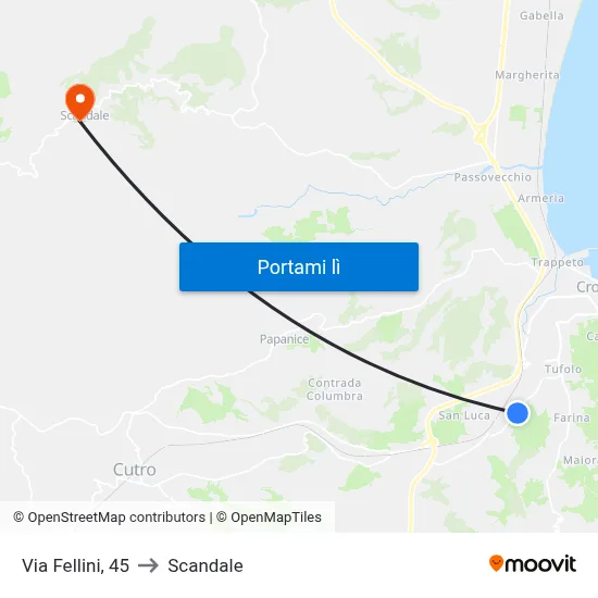 Via Fellini, 45 to Scandale map