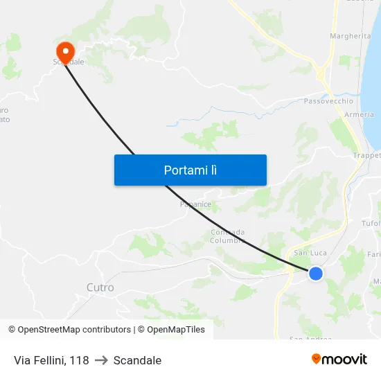 Via Fellini, 118 to Scandale map