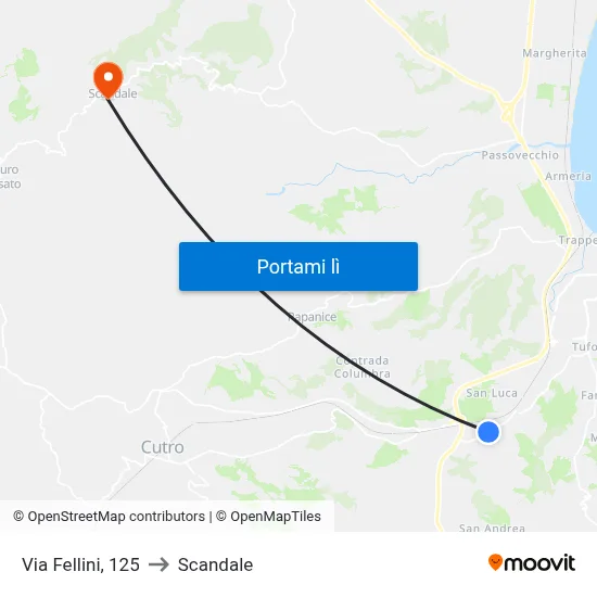 Via Fellini, 125 to Scandale map