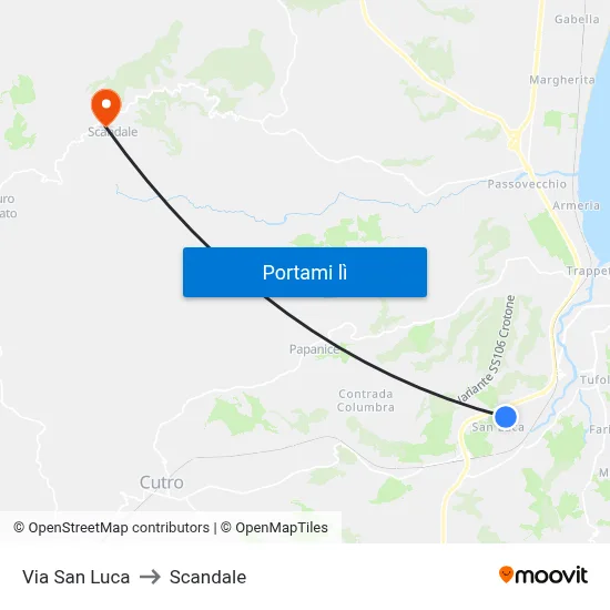 Via San Luca to Scandale map