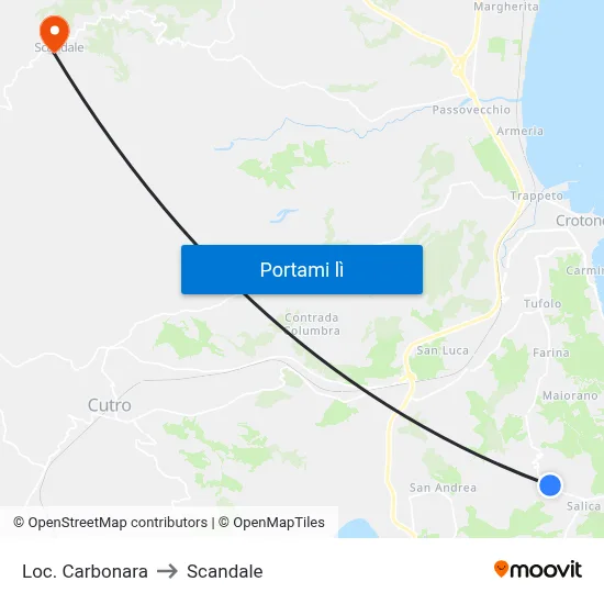 Loc. Carbonara to Scandale map