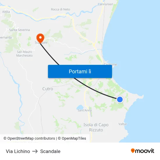 Via Lichino to Scandale map