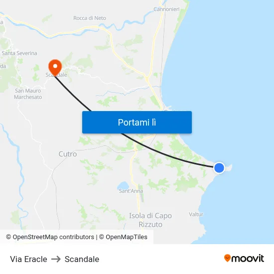 Via Eracle to Scandale map