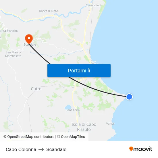 Capo Colonna to Scandale map