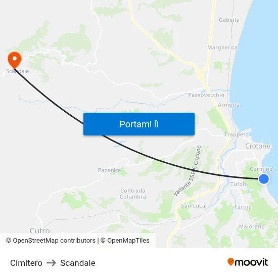 Cimitero to Scandale map
