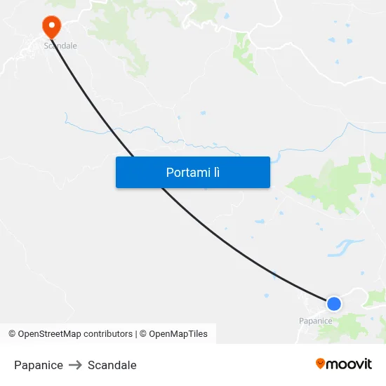 Papanice to Scandale map