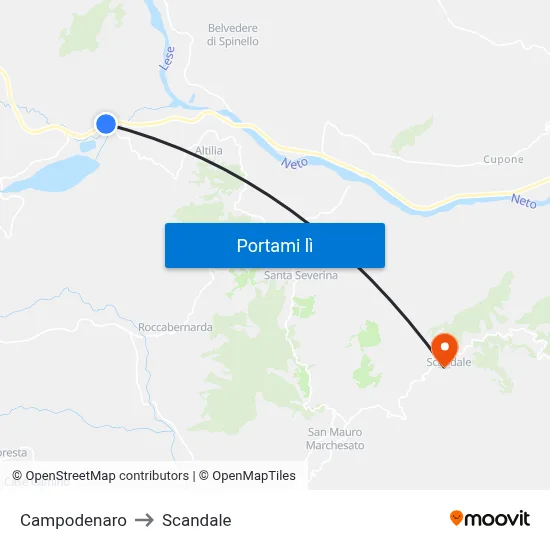 Campodenaro to Scandale map
