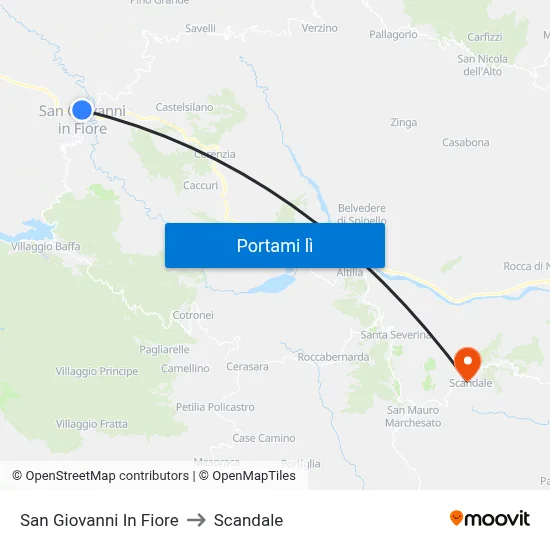 San Giovanni In Fiore to Scandale map