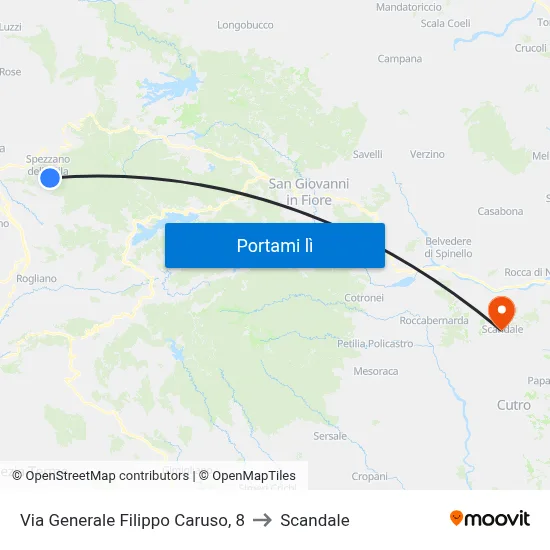 Via Generale Filippo Caruso, 8 to Scandale map