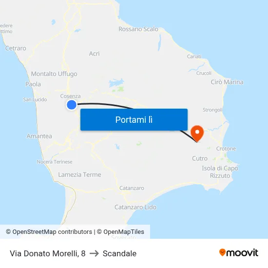 Via Donato Morelli, 8 to Scandale map