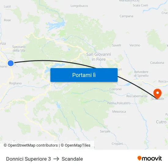 Donnici Superiore 3 to Scandale map