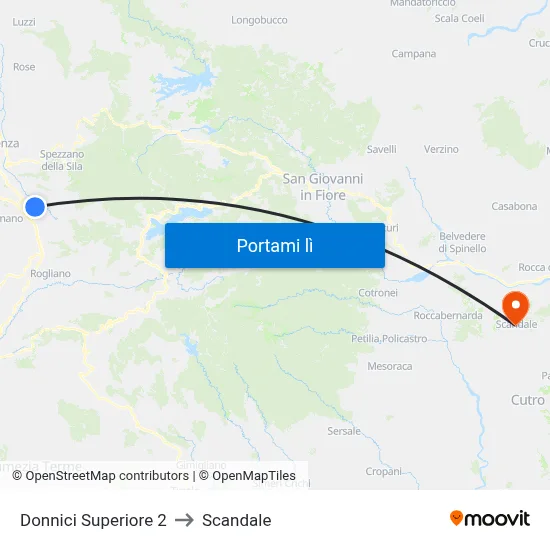 Donnici Superiore 2 to Scandale map
