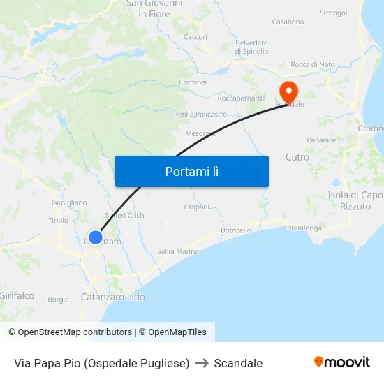 Via Papa Pio (Ospedale Pugliese) to Scandale map