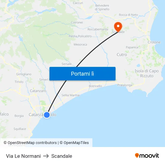 Via Le Normani to Scandale map