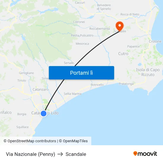 Via Nazionale (Penny) to Scandale map