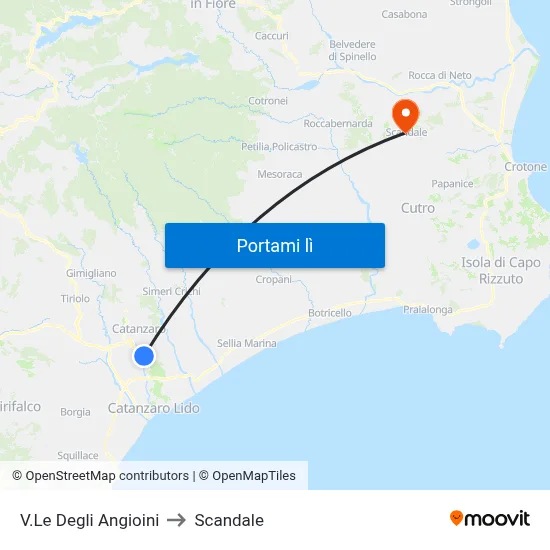 V.Le Degli Angioini to Scandale map