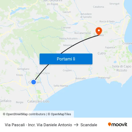 Via Pascali - Incr.  Via Daniele Antonio to Scandale map