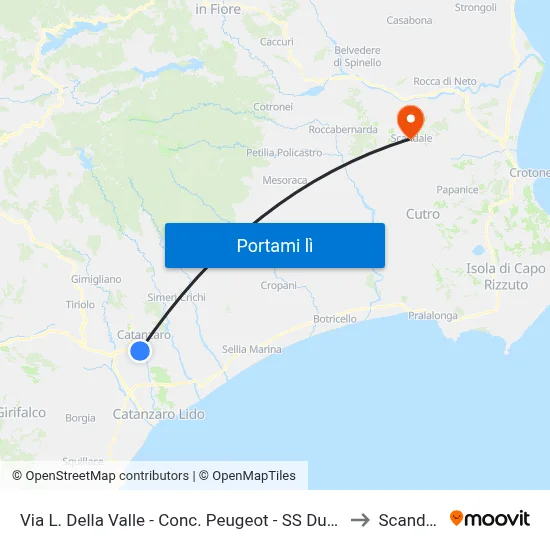 Via L. Della Valle - Conc. Peugeot - SS Due Mari to Scandale map