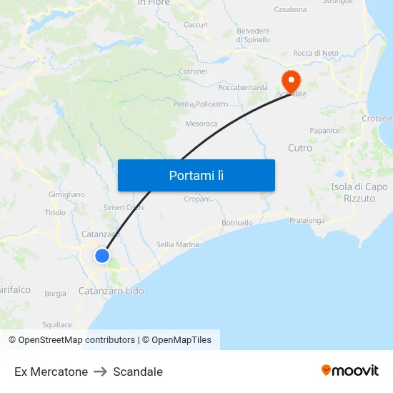 Ex Mercatone to Scandale map