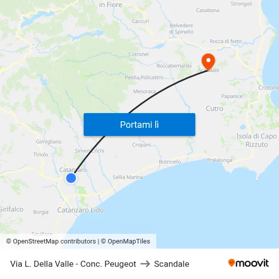 Via L. Della Valle - Conc. Peugeot to Scandale map
