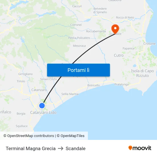 Terminal Magna Grecia to Scandale map