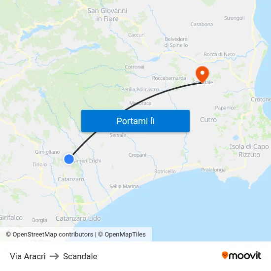 Via Aracri to Scandale map