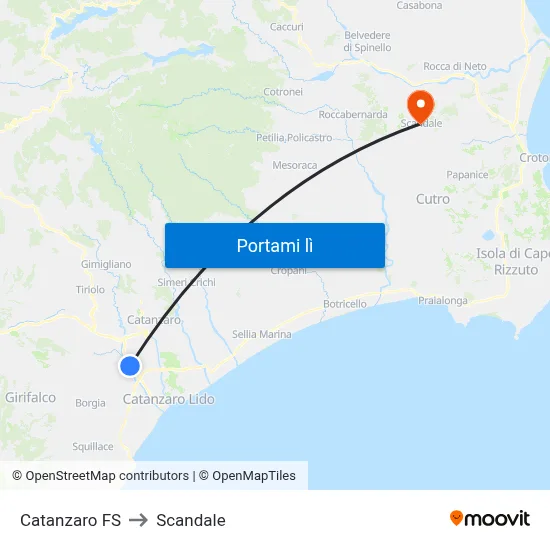Catanzaro FS to Scandale map