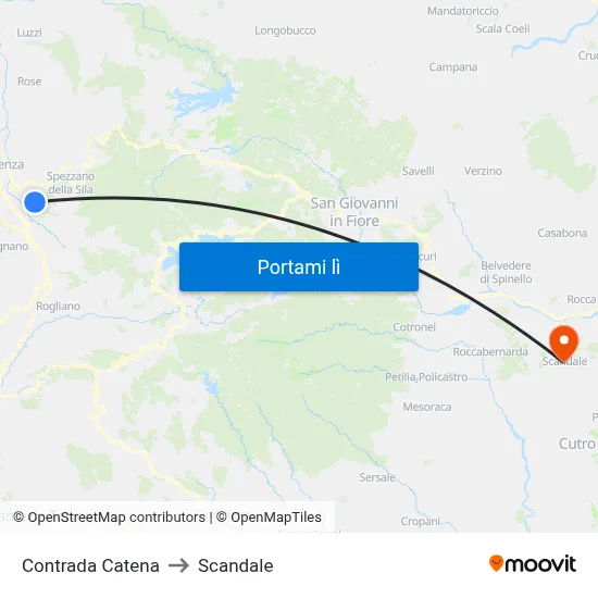 Contrada Catena to Scandale map