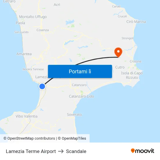 Lamezia Terme Airport to Scandale map